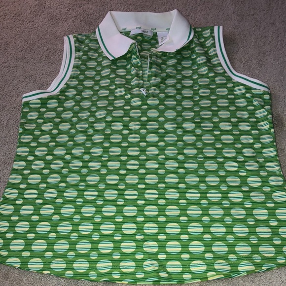 Liz Golf Sleeveless‎ Top Petite Small PS SP Green Dots Stripes - Picture 9 of 15